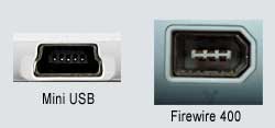 Prises femelles mini usb et firewire 400